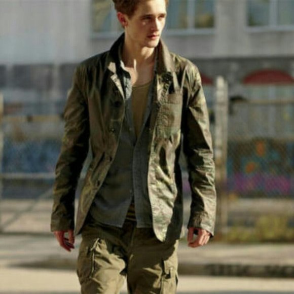 WILLIAM RAST camo green waxed cotton button up blazer chore jacket S - Picture 2 of 9